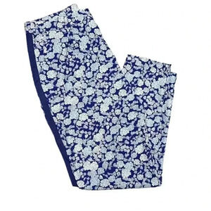 Asos Preppy Blue Floral Panel Ankle Pants